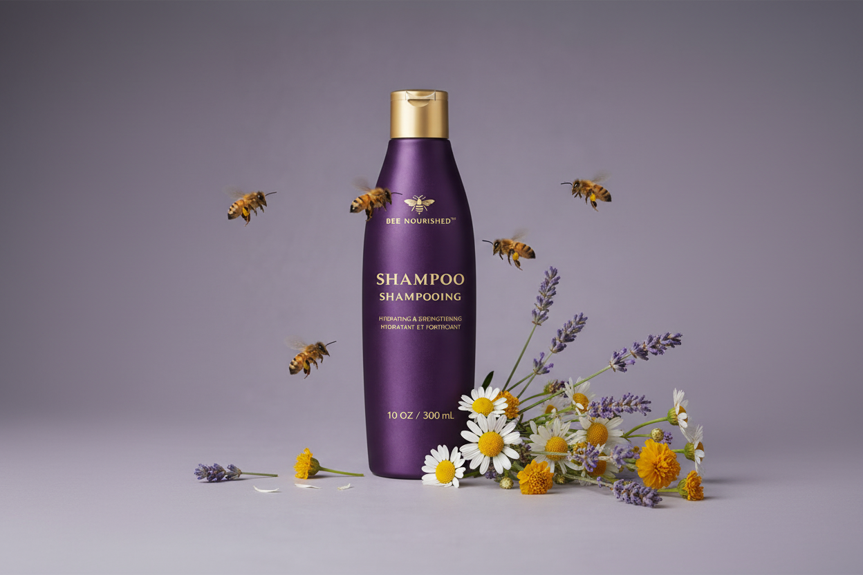 Bee Nourished Shampoo - Scattered Floral with More Bees